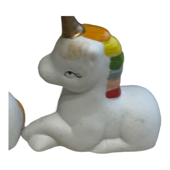 Vintage 1980’s Ceramic Unicorns With Rainbow Mane Pride Figurine China See Pics - Picture 7 of 10